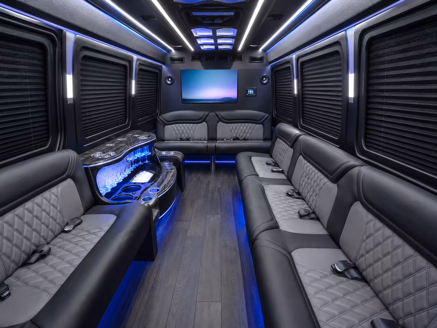 somerville 50 passenger party bus inside